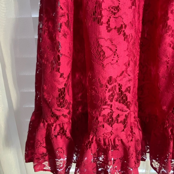 PARTY LACE OVERLAY HOT PINK DRESS by Roxy & Ali Size 2 fully lined Back zip NICE - Picture 14 of 14